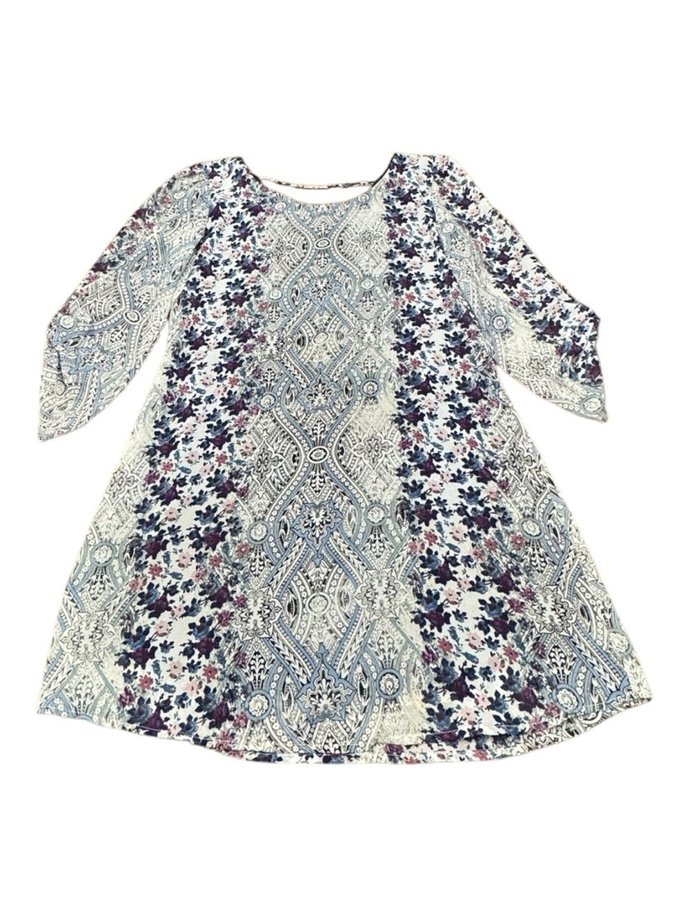 Speechless Multi Colored Back V-neck Floral Design Lined Dress Women’s Size M